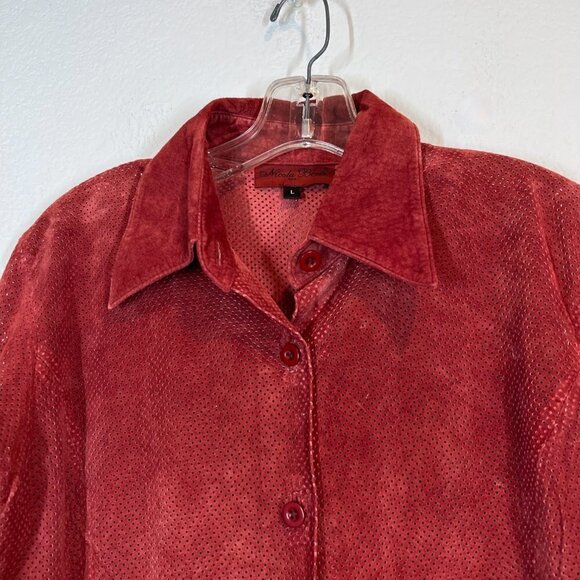 Leather Shirt Jacket Shacket Italy Large - Picture 1 of 7
